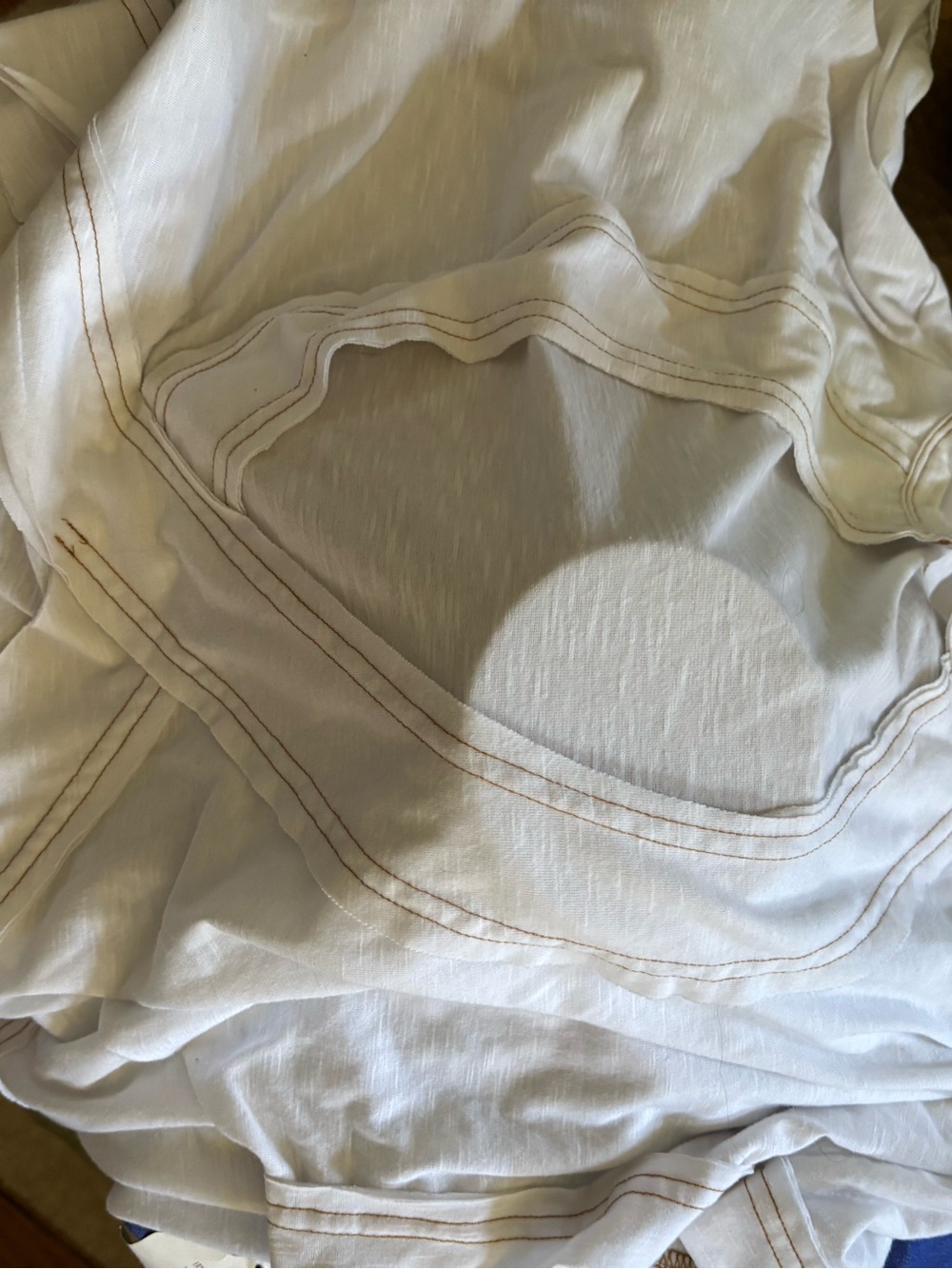 White Top with Contrast Topstitching
